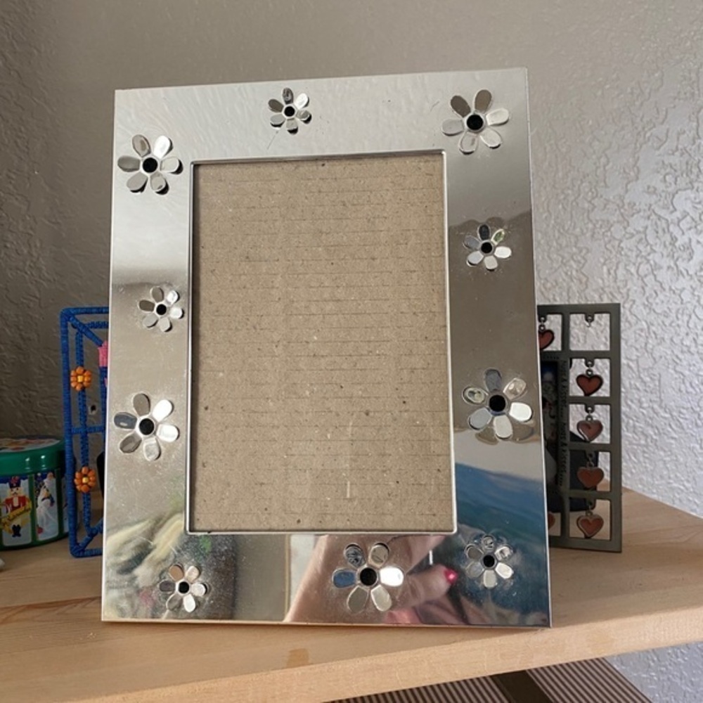 Silver 3D daisy 5x7 picture frame